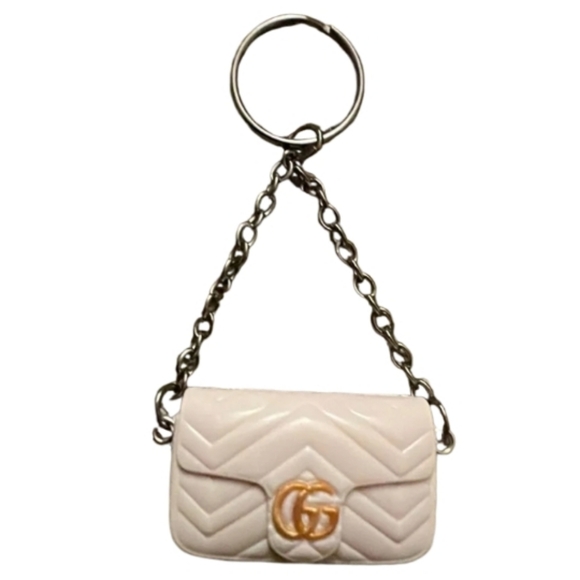 Keychain Designer Mini‎ Bag Charm in White - Picture 2 of 4